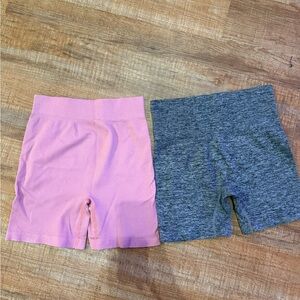 Pink and Gray Biker Shorts Set